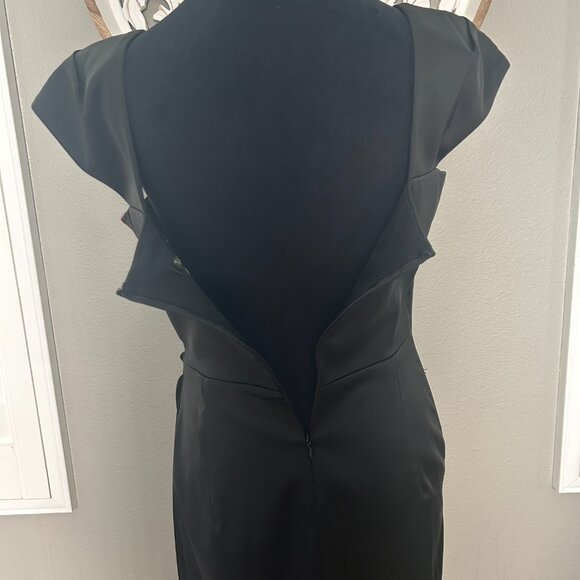 Tadashi Shoji Dress Black Body-Con Cocktail Sleeveless Ruched Square Neck SZ6 - Picture 10 of 12